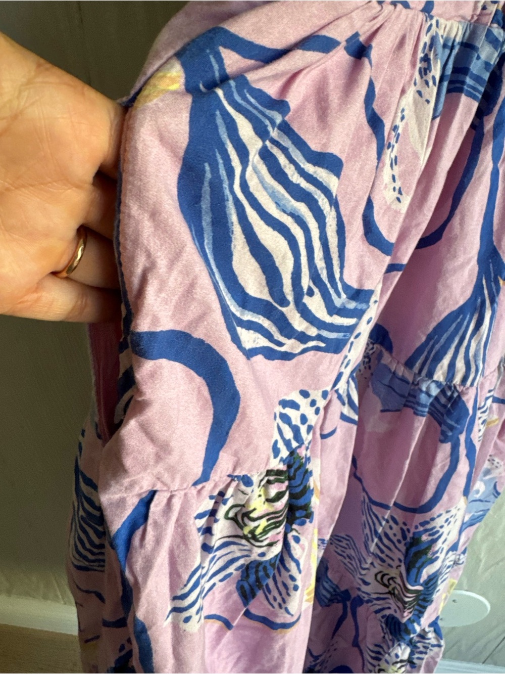 ANTHROPOLOGIE Sarah Gordon Tiered Halter Midi Dress Lilac Floral Sz: 6 - Picture 6 of 15